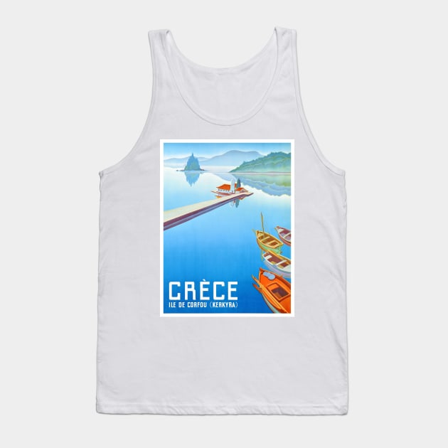 Vintage Travel Poster Greece Ile de Corfu Tank Top by vintagetreasure